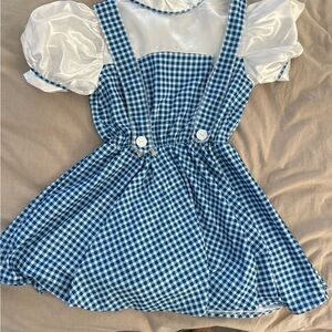 Blue and White Checkered Kids Costume Dress